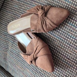 J. Crew Women's Tan Suede Knotted Mules
